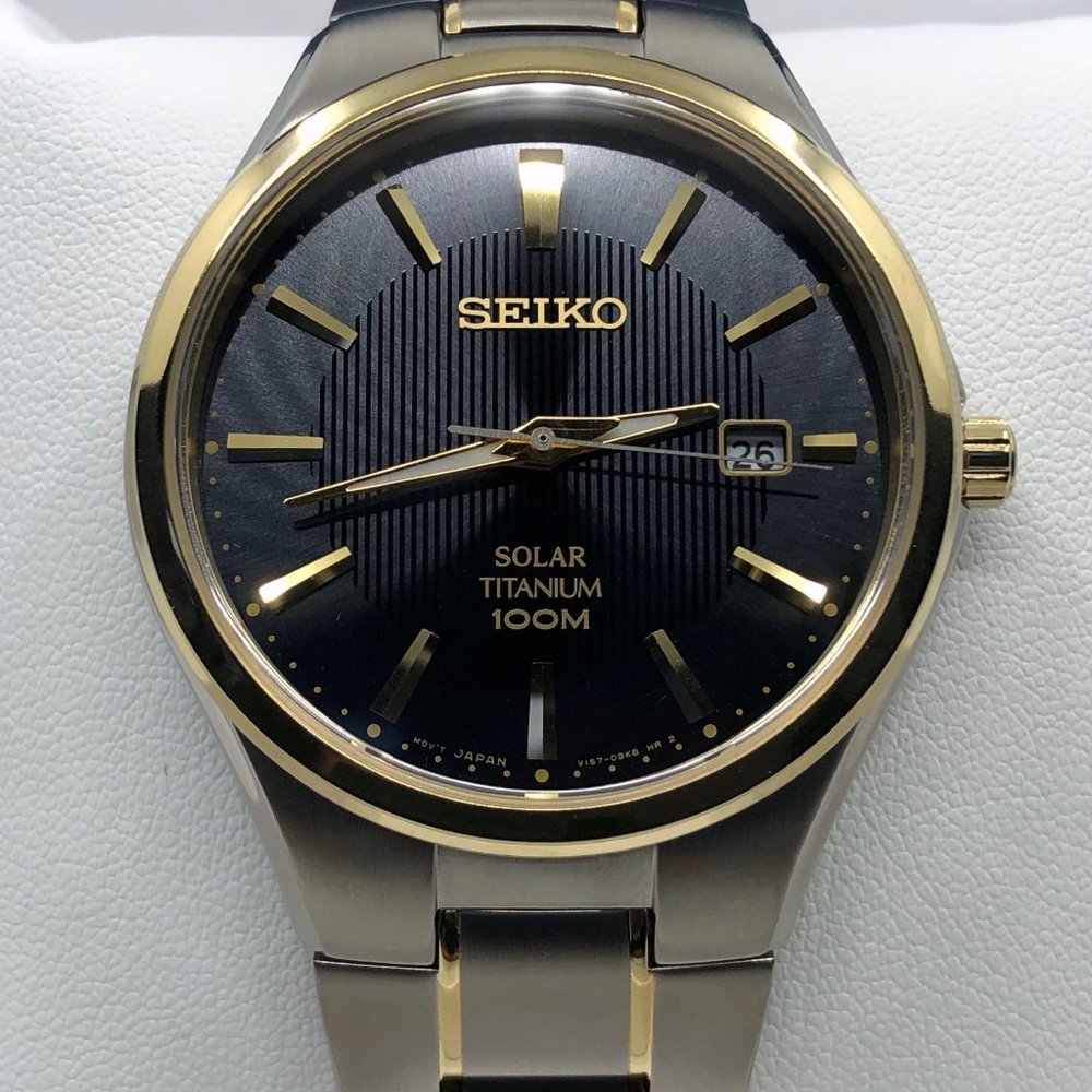 Titanium Seiko Solar Men's Watch with Full Titanium Bracelet SNE382